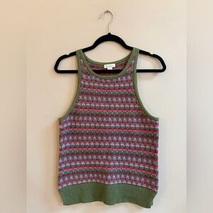 Sundance Kitts Multicolor Knit Cotton Blend Tank Top Sleeveless Sweater